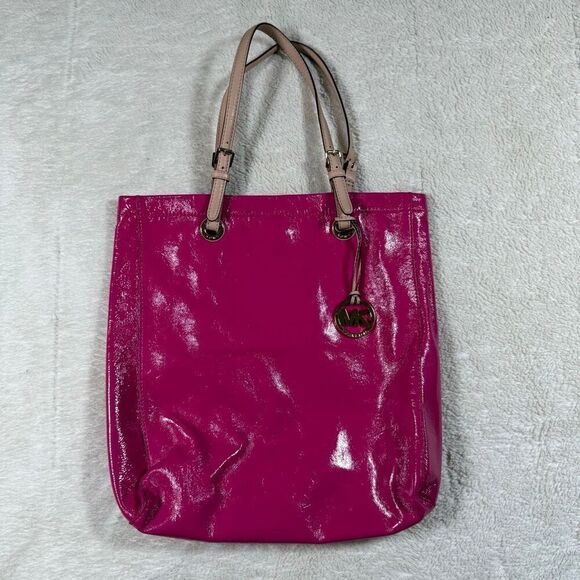Michael Michael Kors Dark Pink Patent Leather Tote Bag Purse - Picture 1 of 6
